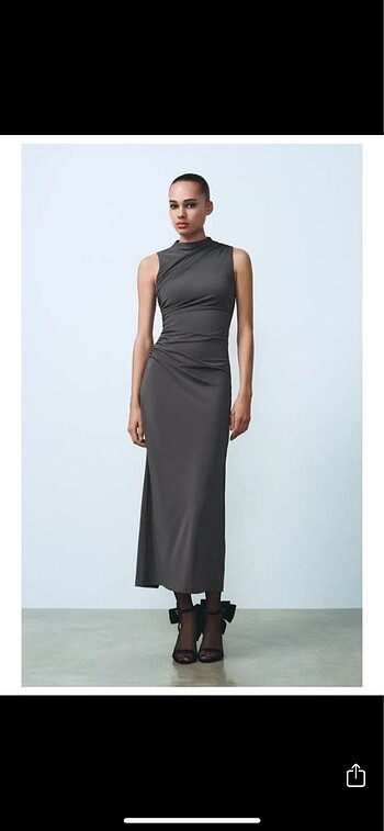 Zara drape detaylı midi elbise