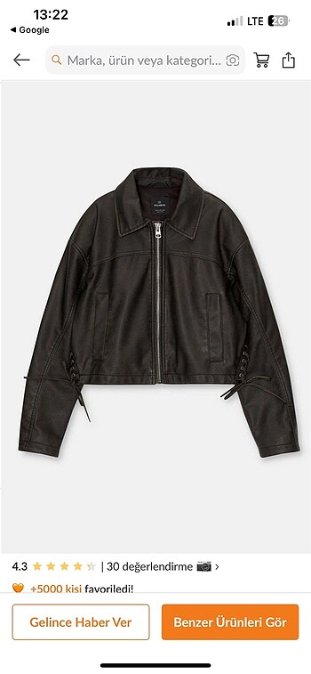 xs Beden siyah Renk Pull and bear eskitme y2k vitage deri ceket