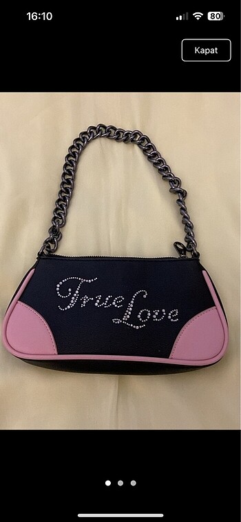 Stradivarius taşlı true love y2k barbie çanta