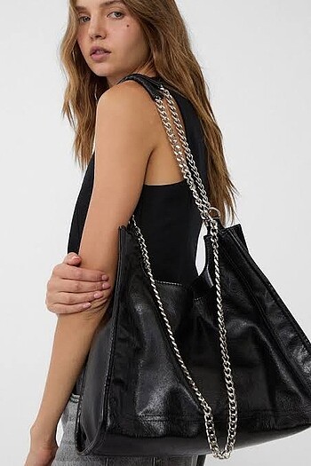 Stradivarius Stradivarius deri zincirli tote çanta büyük unibag