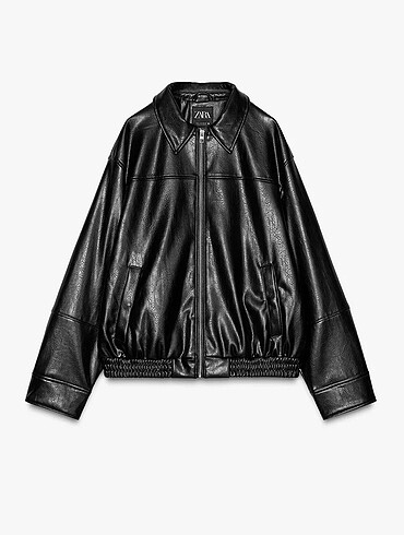 Zara suni deri bomber ceket y2k vintage oversize