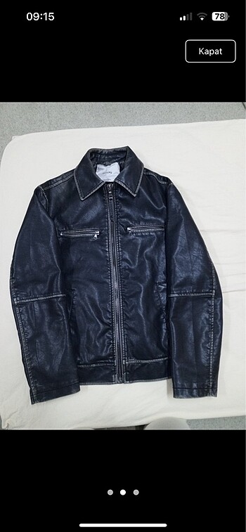 xs Beden siyah Renk Bershka deri oversize distressed eskitmeli ceket