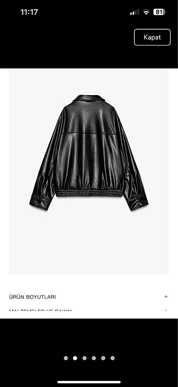 xs Beden Zara deri ceket oversize