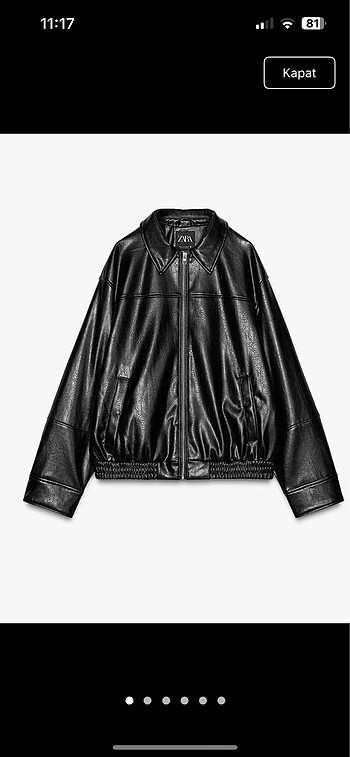 xs Beden siyah Renk Zara deri ceket oversize
