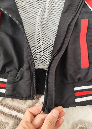 Kırmızı Siyah Erkek Çocuk Fermuarlı Ceket - Görsel 7