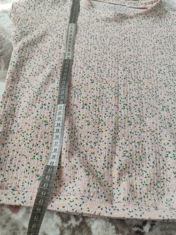 pembe  Kısa Kollu Baskılı Bluz - Görsel 4