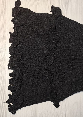 Siyah Triko Volanlı Mini Etek - Görsel 2