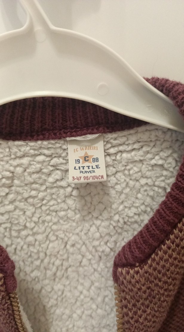 Kahverengi Örgü Erkek Çocuk Ceket - Görsel 2