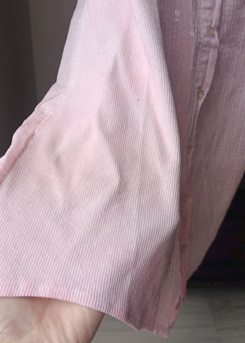 Pembe Keten V Yaka Düğmeli Kolsuz Bluz - Görsel 3