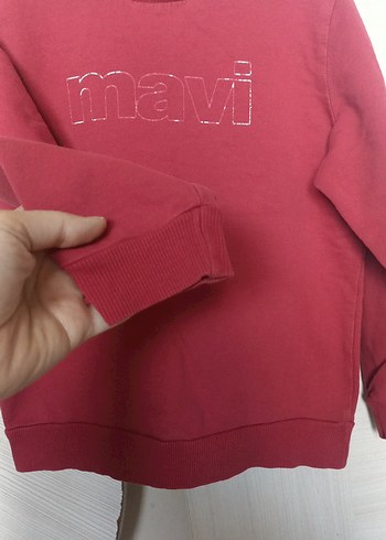 Kız Çocuk Kırmızı Mavi Baskılı Sweatshirt - Görsel 4