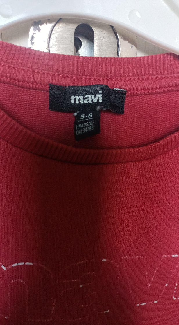 Kız Çocuk Kırmızı Mavi Baskılı Sweatshirt - Görsel 3