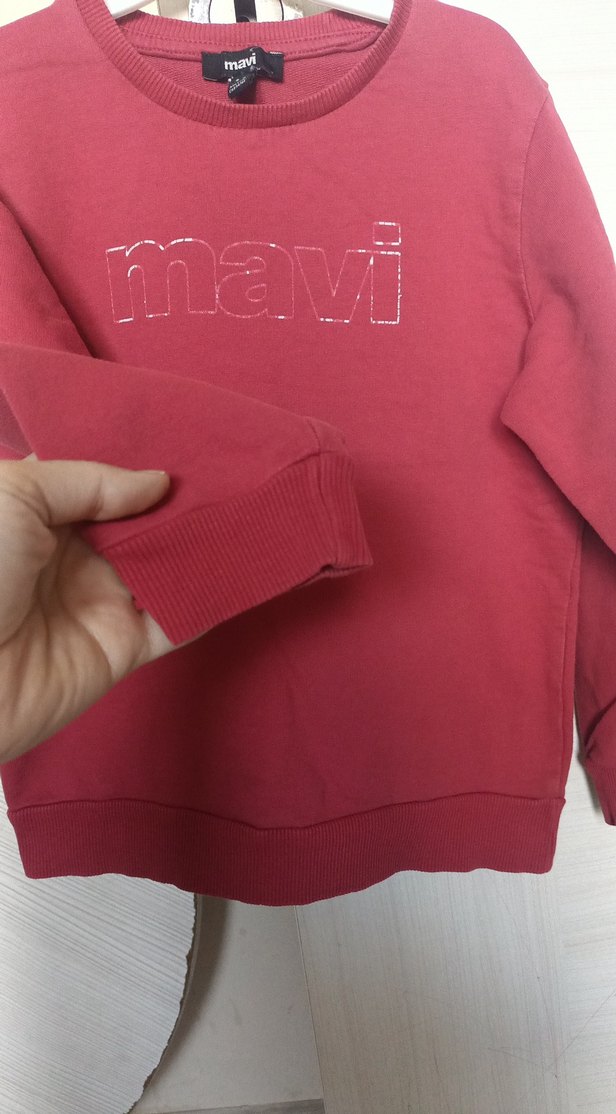 Kız Çocuk Kırmızı Mavi Baskılı Sweatshirt - Görsel 4