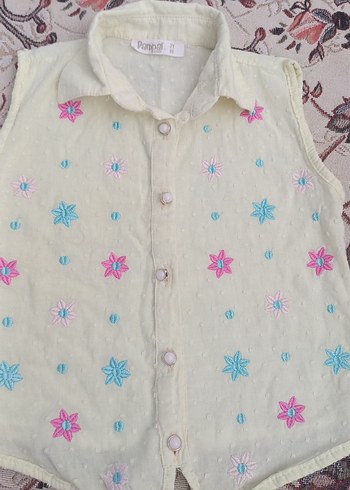 Nakışlı Çok Renkli Kız Bluzu - Görsel 4