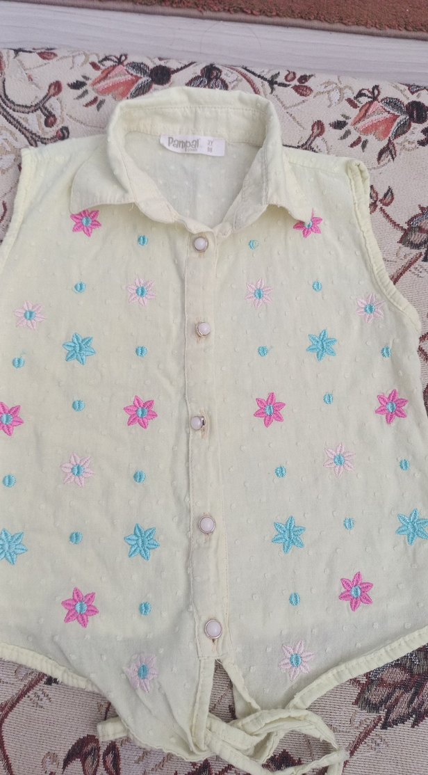 Nakışlı Çok Renkli Kız Bluzu - Görsel 4