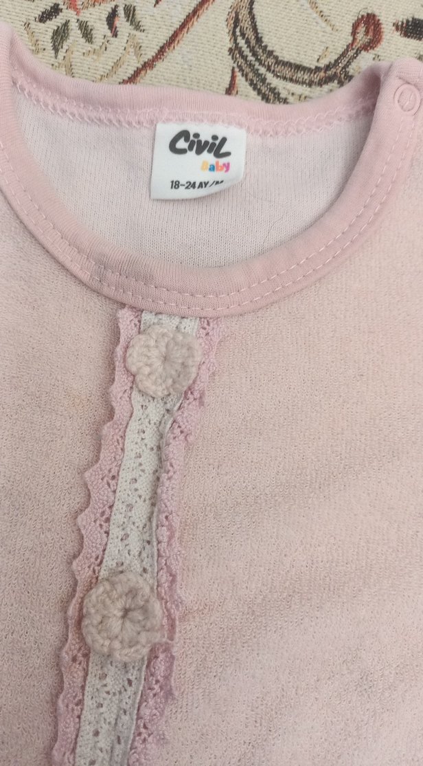 Dantel Detaylı Pembe Bebek Tulum - Görsel 2