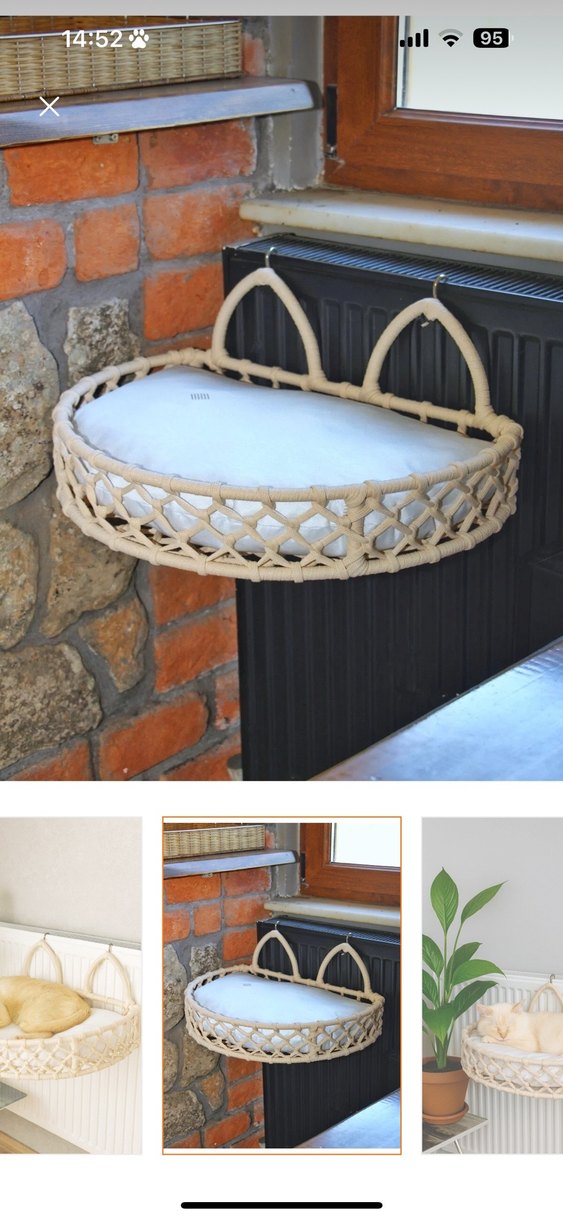 Bej Renkli kalorifer askılı kedi yatağı - Görsel 2