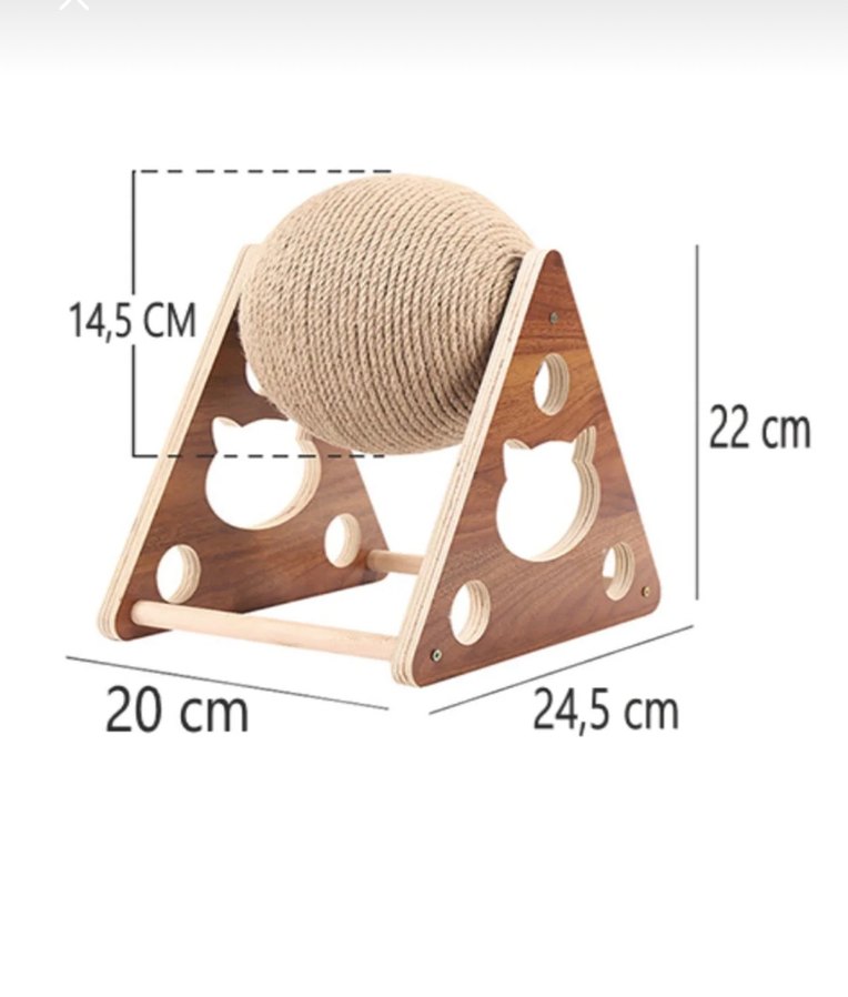 Bej Kedi Tırmalama Topu Ahşap Standlı - Görsel 3