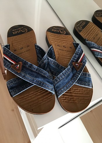 Erkek Kot Kumaşlı Tokalı terlik sandalet