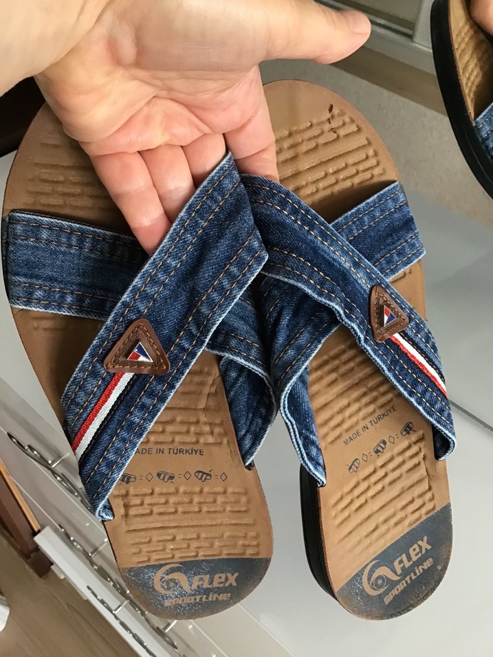 Erkek Kot Kumaşlı Tokalı terlik sandalet - Görsel 2