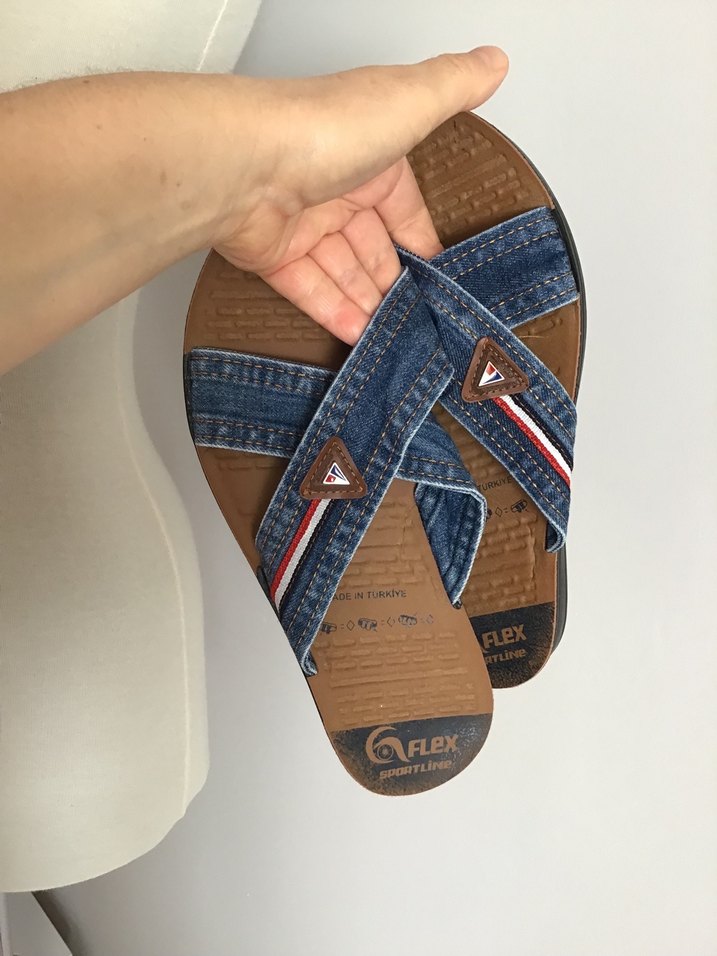 Erkek Kot Kumaşlı Tokalı terlik sandalet - Görsel 4