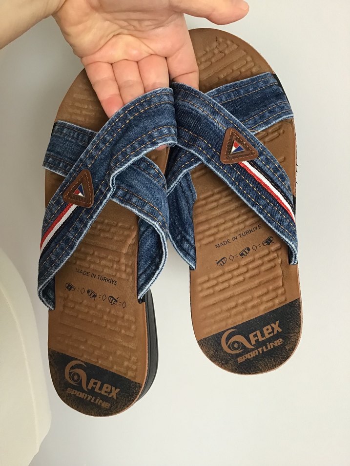 Erkek Kot Kumaşlı Tokalı terlik sandalet - Görsel 3