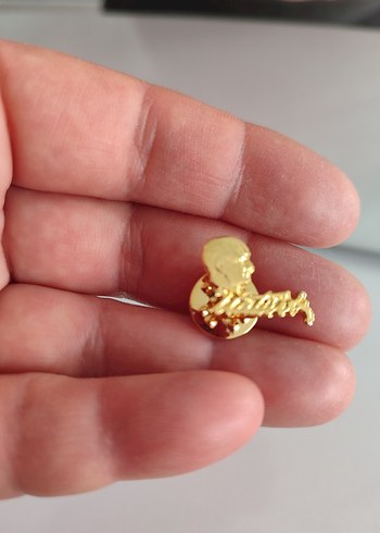 Gold parlak altın rengi Atatürk rozeti - Görsel 2