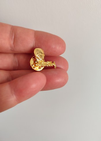 Gold parlak altın rengi Atatürk rozeti - Görsel 3