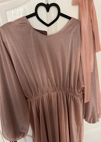 Simli Soğan kabuğu-Bej Tesettür Abiye - Görsel 6