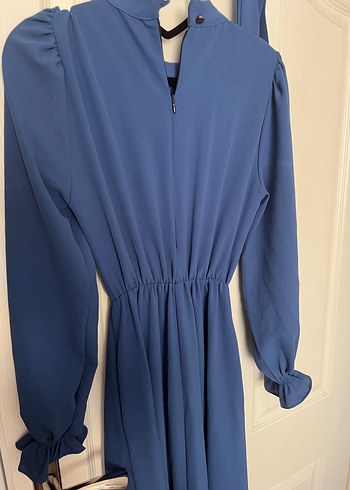 Kemerli Lacivert Kadın Tesettür Elbise - Görsel 6