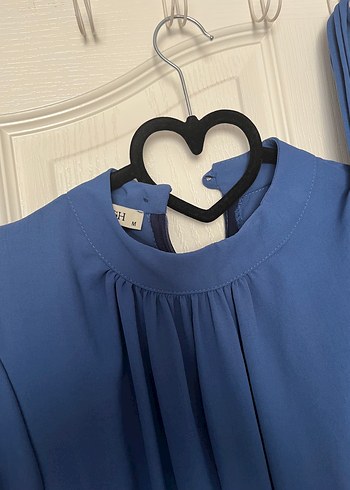 Kemerli Lacivert Kadın Tesettür Elbise - Görsel 4