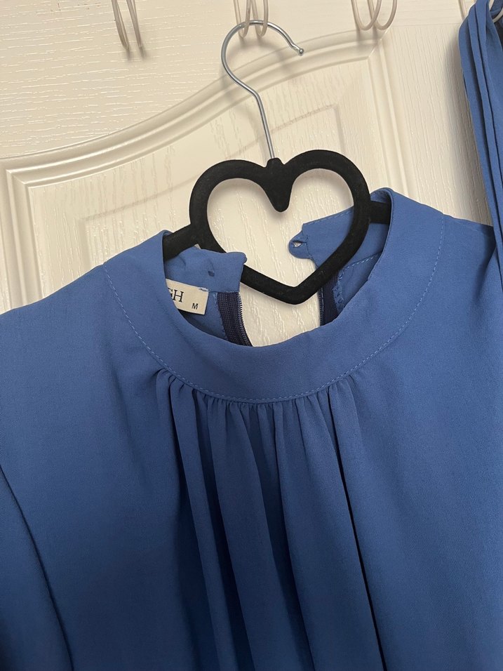 Kemerli Lacivert Kadın Tesettür Elbise - Görsel 4