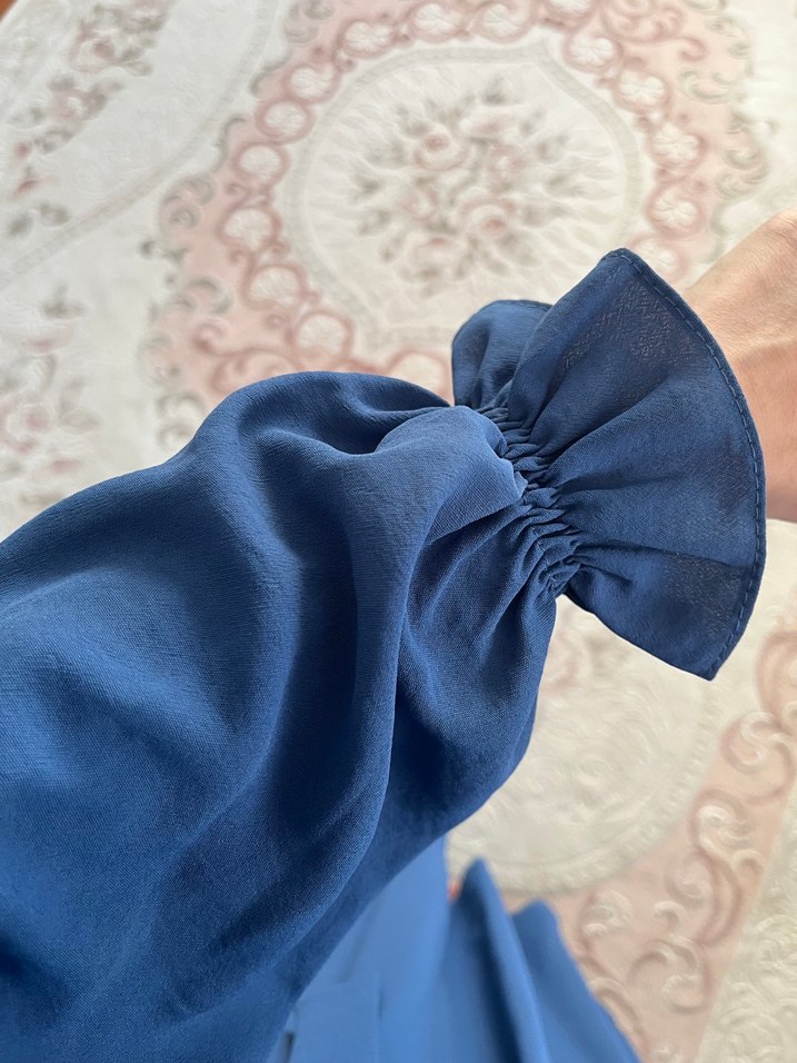 Kemerli Lacivert Kadın Tesettür Elbise - Görsel 2