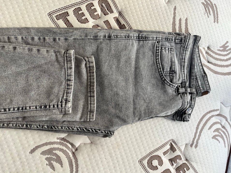 CK Gri Düğmeli Kadın Denim Pantolon - Görsel 3