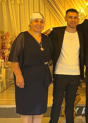 52 Beden Lacivert V Yakalı Midi Abiye Elbise
