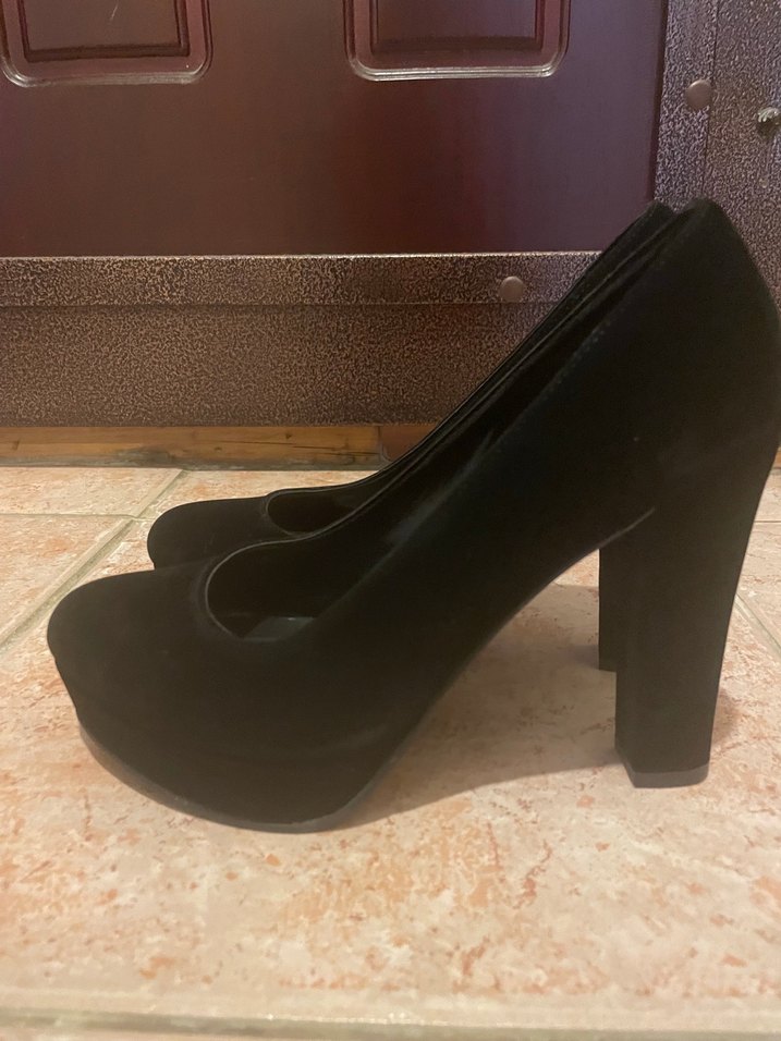 Siyah Süet Platform Topuklu Kadın Ayakkabı - Görsel 3