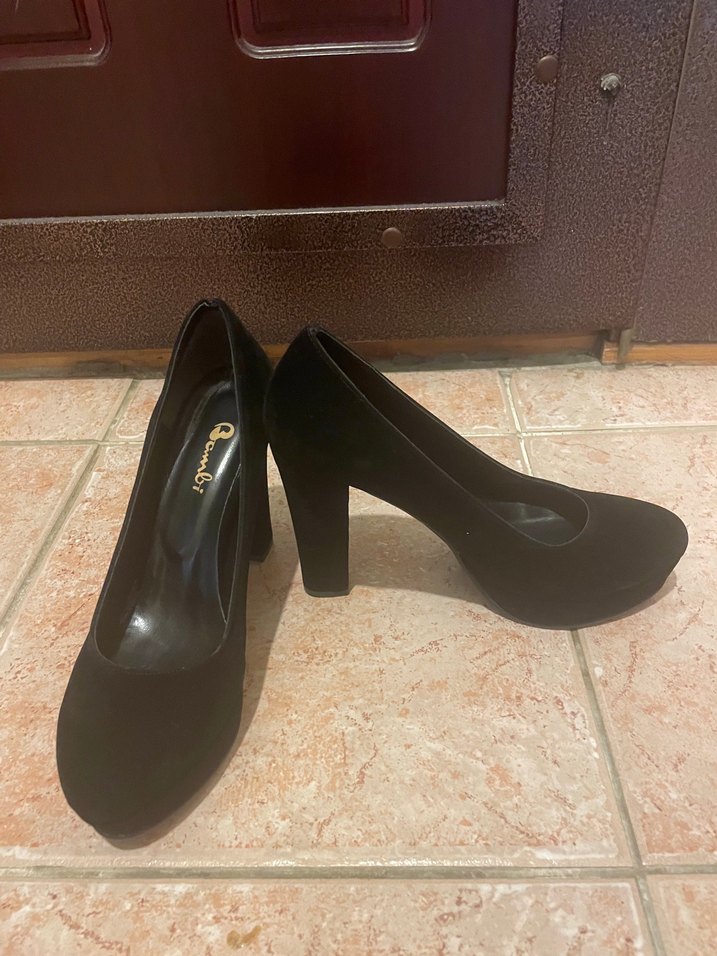 Siyah Süet Platform Topuklu Kadın Ayakkabı - Görsel 2