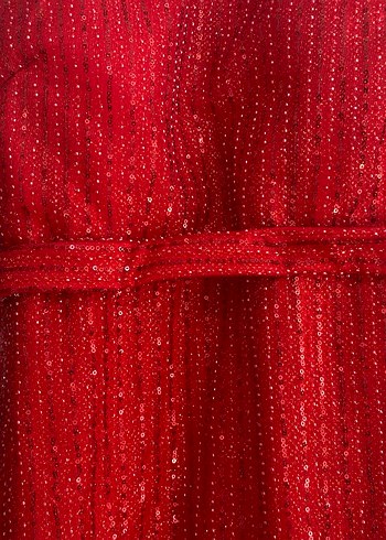 Parlak Kırmızı Uzun Kadın Abiye Elbise - Görsel 4