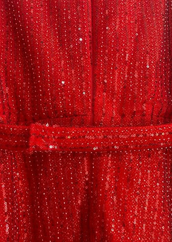 Parlak Kırmızı Uzun Kadın Abiye Elbise - Görsel 9