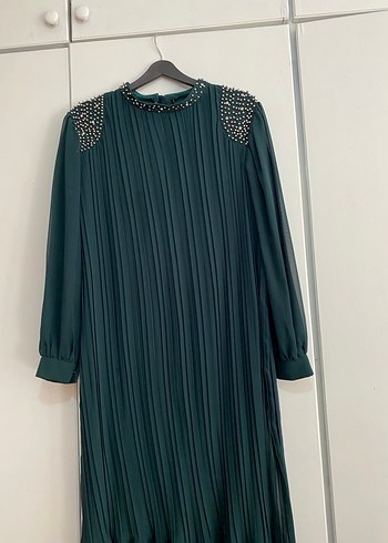 Uzun Piliseli Kemerli Kadın Elbise abiye - Görsel 6