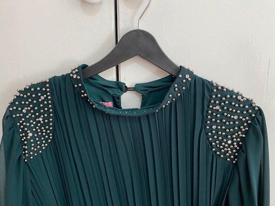 Uzun Piliseli Kemerli Kadın Elbise abiye - Görsel 3