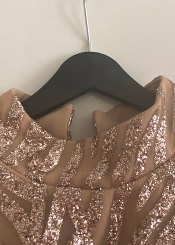 Bej Uzun Kollu Drapeli Abiye Elbise - Görsel 8