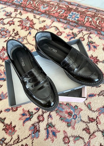 Butigo Parlak Siyah Kadın Loafer Ayakkabı-38 - Görsel 7