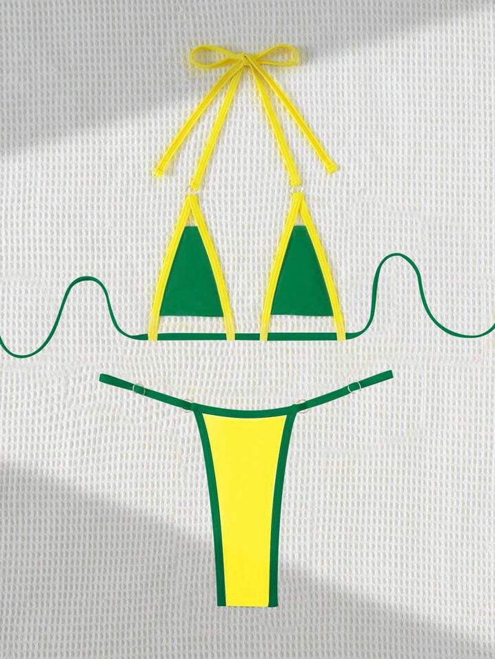 Parlak Yeşil İpli Kadın Bikini - Görsel 2