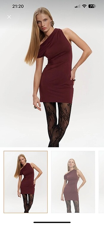 Mai mini sheer bordo elbise