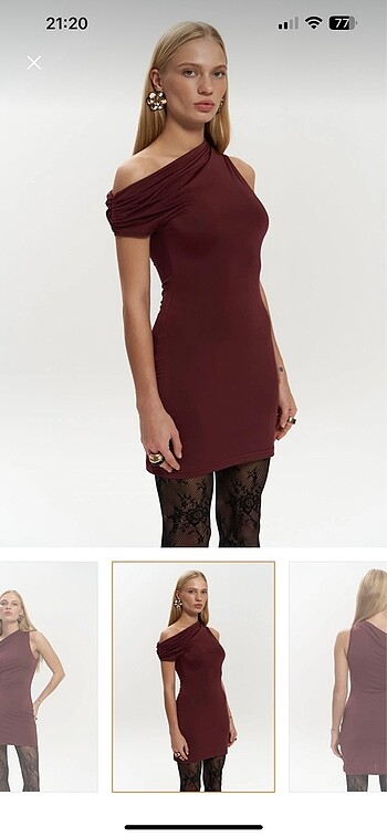 m Beden Mai mini sheer bordo elbise