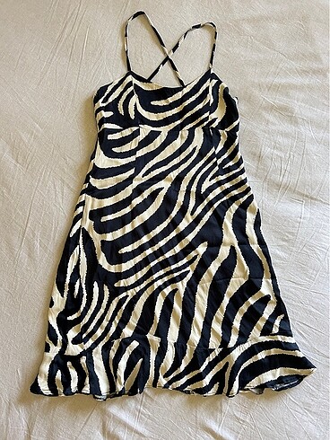 Siyah zebra desen elbise