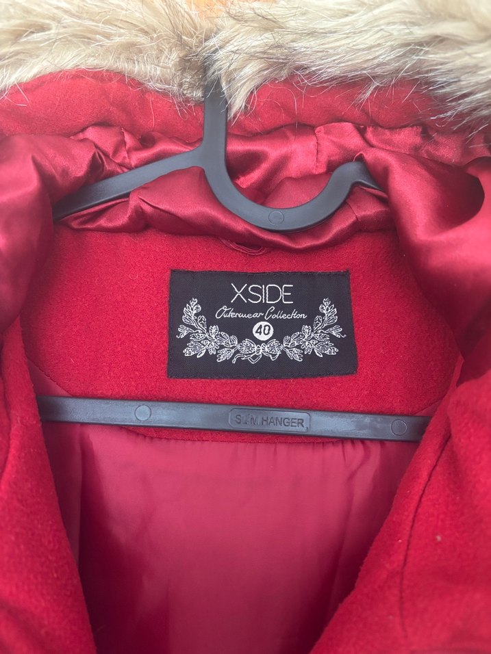 Bordo Kürklü Midi Kadın Ceket - Görsel 2