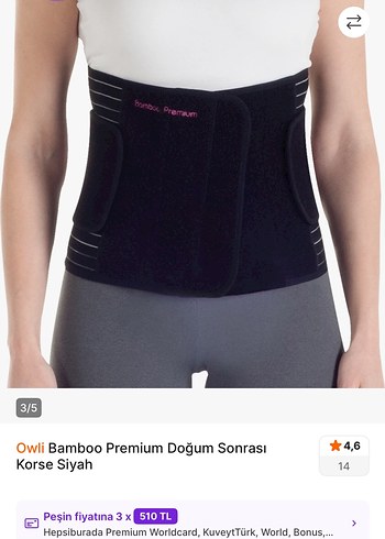 Owli Bamboo Premium Siyah Doğum Sonrası Korse - Görsel 3