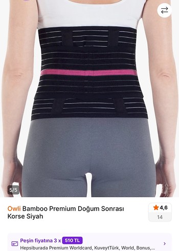 Owli Bamboo Premium Siyah Doğum Sonrası Korse - Görsel 5