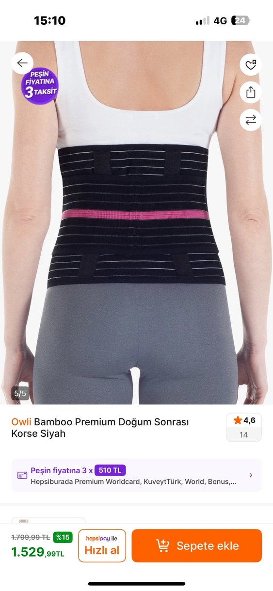 Owli Bamboo Premium Siyah Doğum Sonrası Korse - Görsel 5